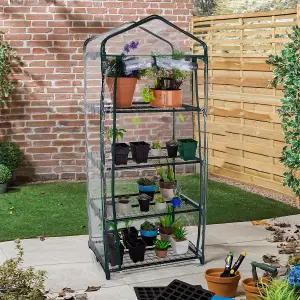 Small Greenhouse Garden 4 Tier Portable Outdoor Green house Growhouses Garden Structures with Shelving & Cover