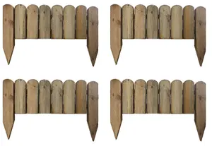 Wooden Picket Log Edging Garden Border Fencing Lawn Path Pack of 4