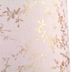 Modern Soft Pink Cotton Fabric 12 Lamp Shade with Gold Foil Floral Decoration