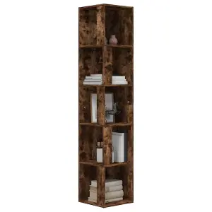 Berkfield Corner Cabinet Smoked Oak 33x33x164.5 cm Engineered Wood