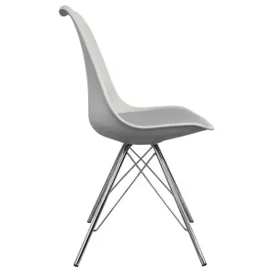 Soho Light Grey Plastic Dining Chair with Chrome Metal Legs