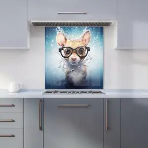 Splashart Doormouse With Glasses Premium Glass Kitchen Splashback W700mm x H750mm