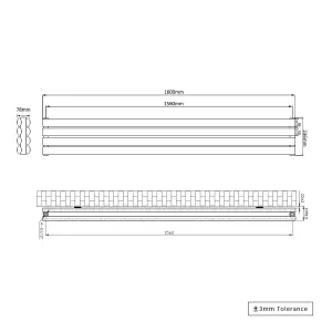 Right Radiators 1600x236 mm Horizontal Vertical Oval Column Radiator Double Panel Rads White