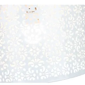 Marrakech Designed Large White Metal Pendant Light Shade with Floral Decoration