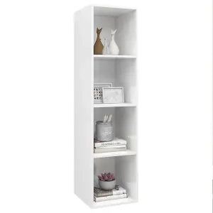 Berkfield Wall-mounted TV Cabinet High Gloss White 37x37x142.5 cm Engineered Wood