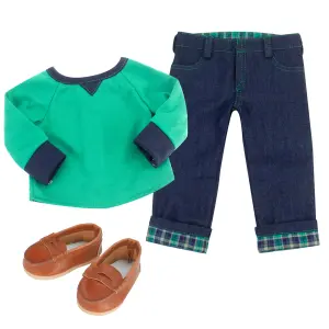 Sophia's by Teamson Kids Shirt, Jeans, and Penny Loafers Set for 18" Boy Dolls