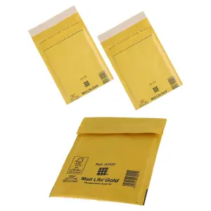 100 x Gold Mail Lite J/6 (300 x 440mm) Padded Postal Bubble Lined Envelopes