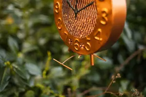 Garden Clock Hanging Bird Feeder - Copper Effect