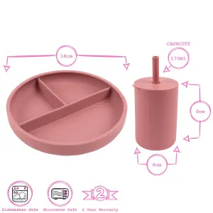 Tiny Dining - Baby Silicone Suction Weaning Set - Dusty Rose - 5pc