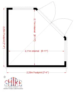 Shire Barclay 8x8 ft with Double door & 2 windows Pent Wooden Summer house