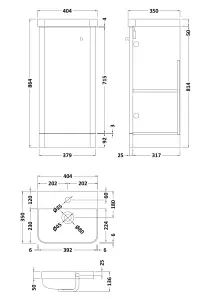 Floor Standing 1 Door Vanity Unit with Ceramic Basin - 400mm - Soft Black