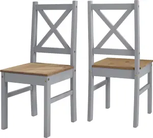 Salvador Tile Top Dining Set 4 Chairs Grey and Waxed Pine