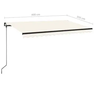 Berkfield Manual Retractable Awning with LED 400x350 cm Cream