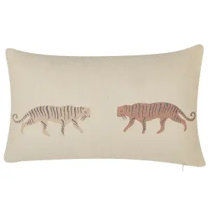 Set of 2 Cushions NIEREMBERGIA 30 x 50 cm Animal Beige