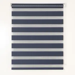 Elin Corded Dark blue Striped Day & night Roller Blind (W)160cm (L)180cm