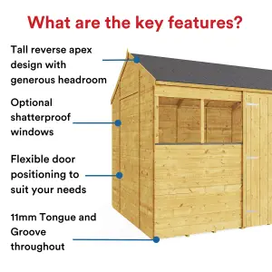 BillyOh Expert Tongue and Groove Reverse Apex Workshop - Pressure Treated - 12x6 - Windowed