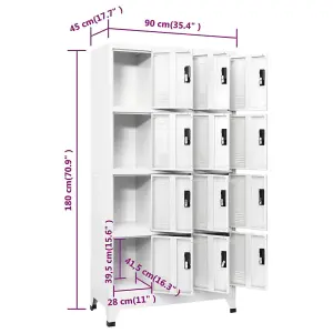 Berkfield Locker Cabinet White 90x45x180 cm Steel