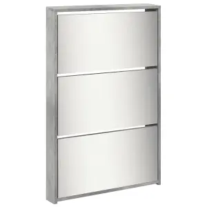 Berkfield Shoe Cabinet with Mirror 5-Layer Concrete Grey 63x17x169.5 cm