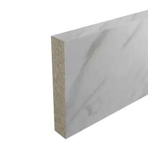 GoodHome Algiata Matt White Marble effect Laminate & particle board Upstand (L)3000mm