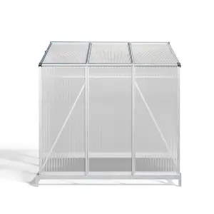 Polycarbonate Greenhouse Walk In Garden Green House with Base Foundation Silver 6x6 ft