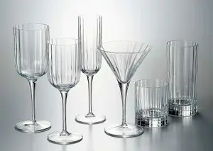 Luigi Bormioli Bach Clear Round Crystal Dishwasher Safe Hi-Ball Cocktail Water Glass Set Pack of 4