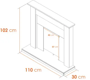 Adam Sutton Fireplace in Pure White/Black, 43 Inch