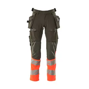 Mascot Accelerate Safe Trousers with Holster Pockets - Dark Anthracite/Hi-Vis Red   (44.5) (Leg Length - Regular)