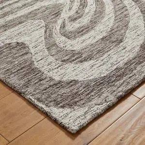 Cotton Handmade Luxurious Modern Wool Brown Geometric Optical 3D Rug for Living Room and Bedroom-120cm X 170cm