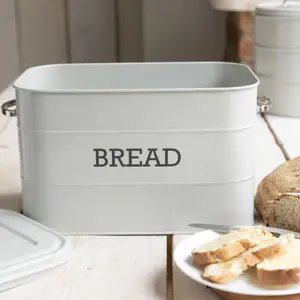 Living Nostalgia Bread Bin with Traditional top-opening lid -French Grey