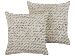 Set of 2 Cushions HOWEA Cotton 45 x 45 cm Geometric Beige