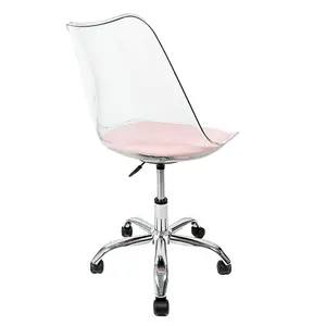 Soho Clear Plastic Dining Chair with Swivel Base Dusty Pink