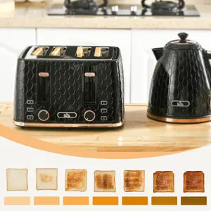 HOMCOM 1.7L Kettle and Toaster Set with Defrost Reheat and Crumb Tray Black