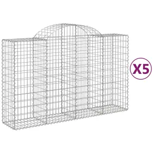 Berkfield Arched Gabion Baskets 5 pcs 200x50x120/140 cm Galvanised Iron