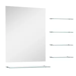 Berkfield Wall Mirror with 5 Shelves Silver 50x60 cm