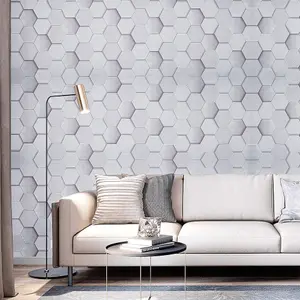 Grey 3D PVC Self Adhesive Hexagonal Geometric Wallpaper 10 m