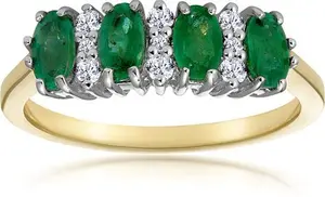 Emerald 0.94Ct And Diamond 9K Gold Ring