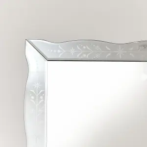 Melody Maison Etched Silver Art Deco Wall Mirror 80cm x 60cm