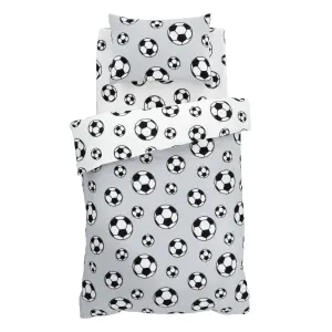 Catherine Lansfield Bedding Football Fleece Reversible Duvet Cover Set with Pillowcase Grey