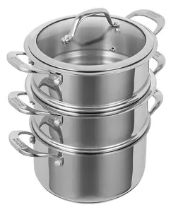 Kuhn Rikon Allround Stainless Steel Induction Safe Stackable 3-Tier 18cm/2.3L Casserole Pot Steamer Set