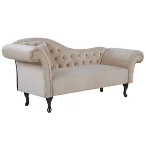 Left Hand Chaise Lounge Velvet Beige LATTES