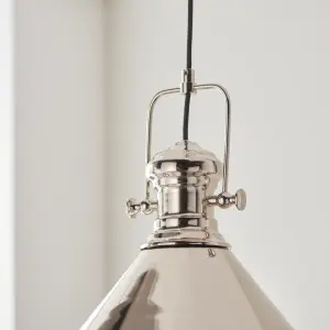 Anson Lighting Arizona Pendant light finished in Bright nickel plate and gloss white