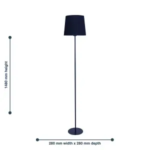 First Choice Lighting Base Navy Blue Floor Lamp with Matching Velvet Shade