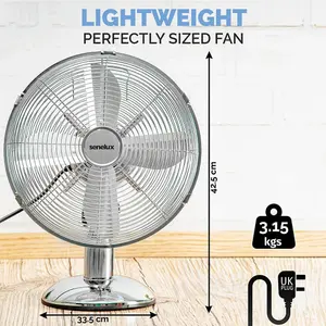 Senelux Chrome 12" Ultra Cool Desk Fan