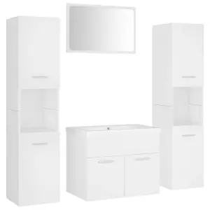 Berkfield Bathroom Furniture Set White Engineered Wood