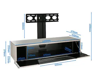 Chromium TV-Stand Ivory + Bracket