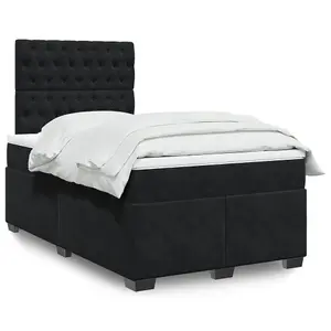 Berkfield Box Spring Bed with Mattress Black 120x200 cm Velvet