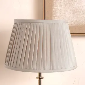 40cm Taupe Poly Cotton Pleated Lampshade For Table Lamps