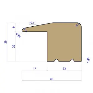 Solid Oak L-Section Threshold - Unfinished - 20mm - 0.9m Length