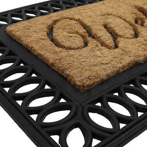 JVL Orana Embossed Rubber Tuffscrape Coir Doormat, 40x70cm