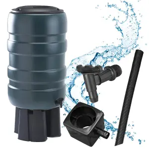 150L Slim Line Space Saving Garden Water Butt Set Including Tap, Stand & Filler Kit